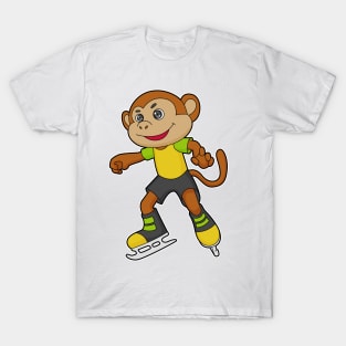 Monkey at Ice skating with Ice skates T-Shirt